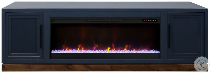 Nora Blue Denim And Whiskey 81" Fireplace TV Stand