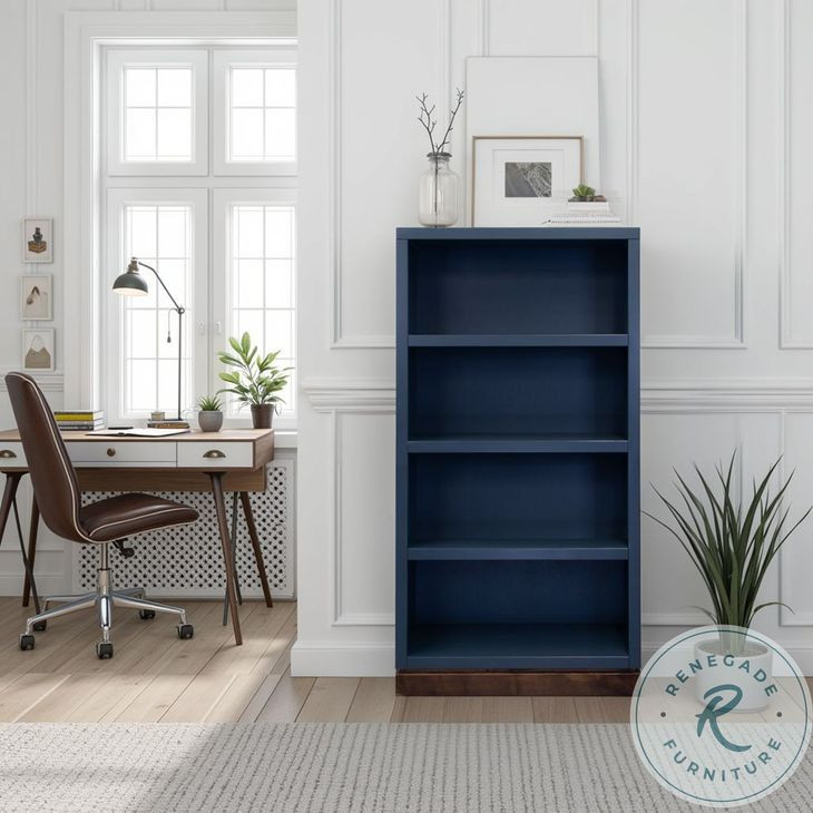 Nora Blue Denim And Whiskey Modular 60" High Bookshelf