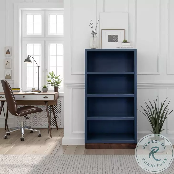 Nora Blue Denim And Whiskey Modular 60" High Bookshelf