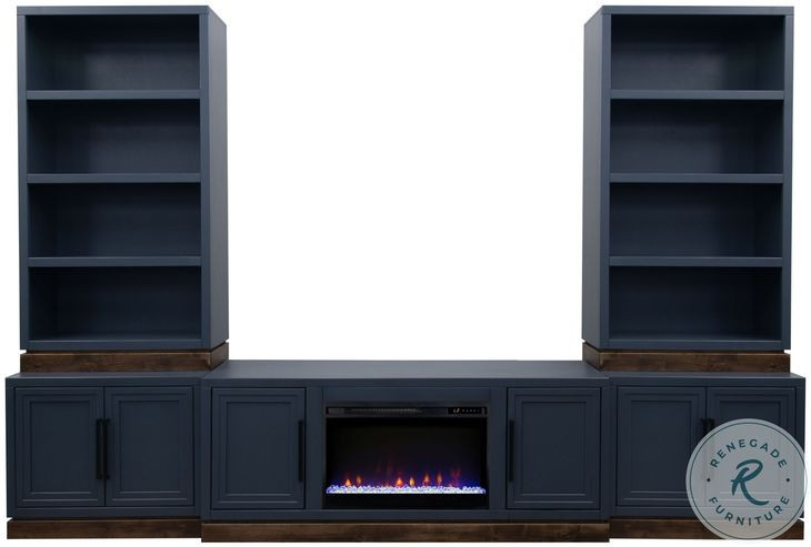Nora Blue Denim And Whiskey Modular 60" High Bookshelf