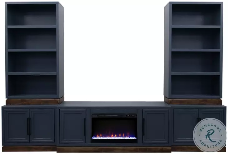 Nora Modular Blue Denim And Whiskey 2 Door Cabinet