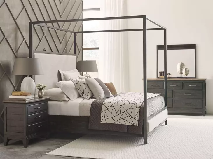 Heritage Timber Charcoal 7 Drawer Farmstead Dresser with Rectangular Jessup Mirror