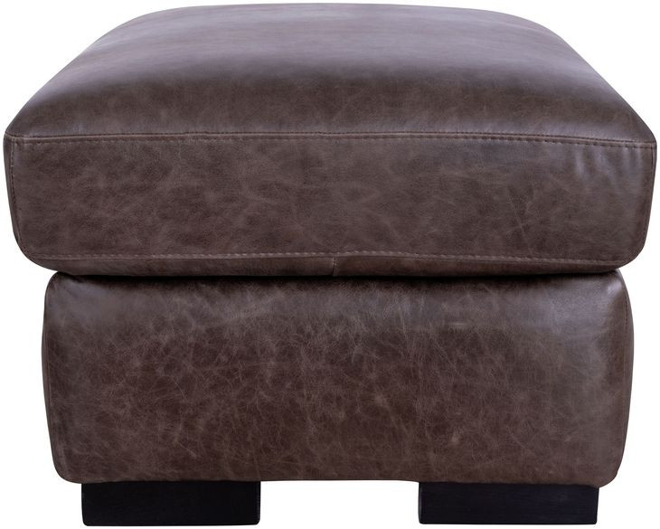 Nova Bomber Walnut Rectangular Top Grain Leather Ottoman