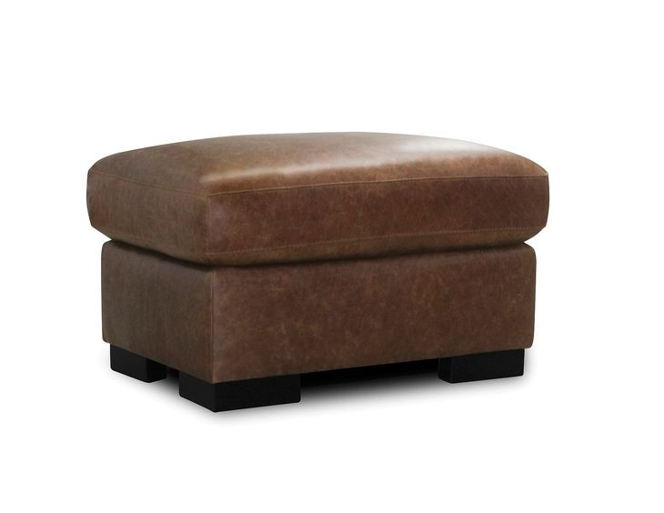 Nova Bomber Walnut Rectangular Top Grain Leather Ottoman