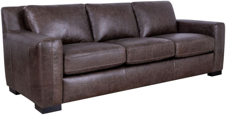 Nova Bomber Walnut 93" Top Grain Leather Sofa