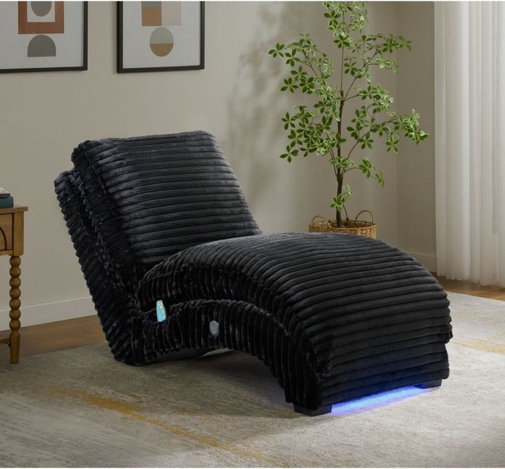 York Masis Black 66" Chaise with USB Charging and LED