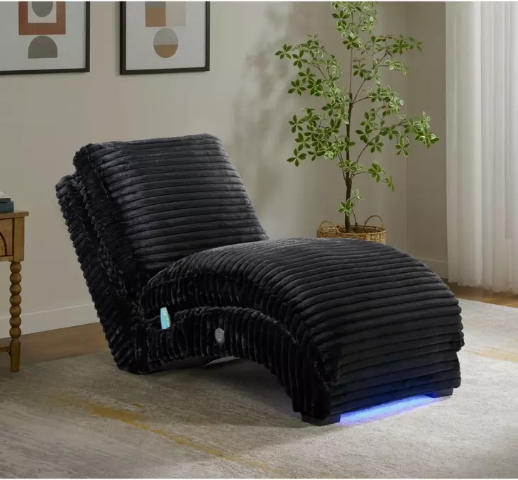York Masis Black 66" Chaise with USB Charging and LED