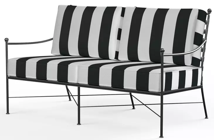 Provence Cabana Classic and White 52" Outdoor Loveseat with Self Welt