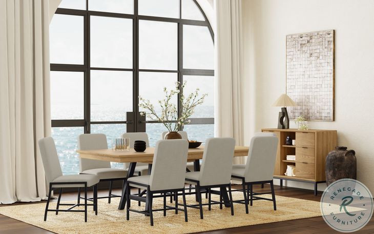 Newport Natural Oak Extendable Trestle Dining Room Set