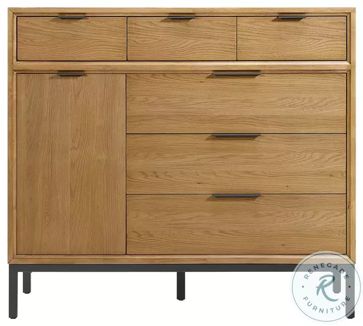 Newport Natural Oak 6 Drawer Gentlemans Chest