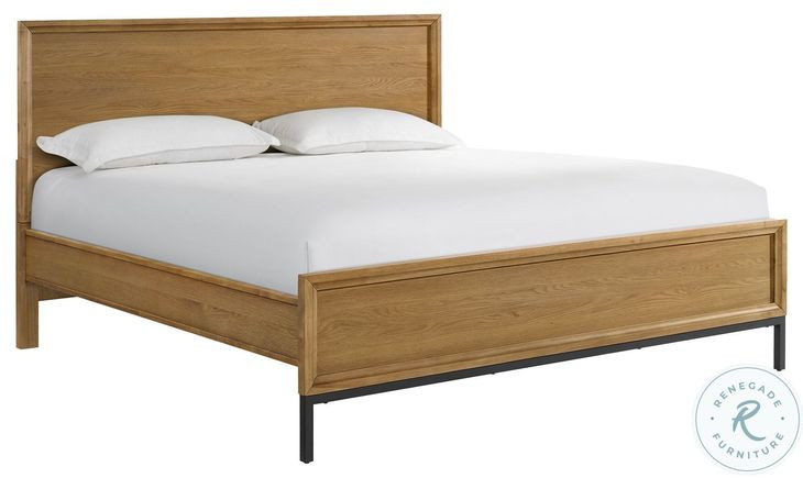 Newport Natural Oak King Panel Bed