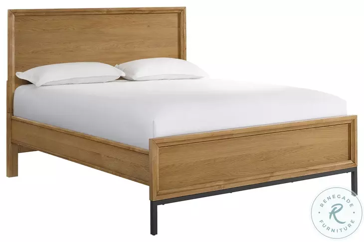 Newport Natural Oak Queen Panel Bed
