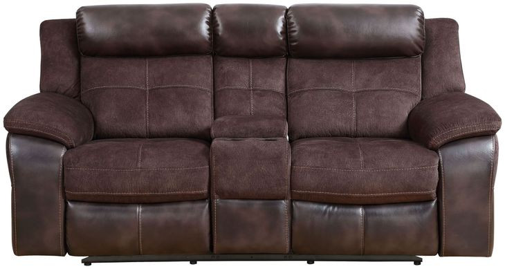 Pueblo Brown 77" Manual Reclining Console Loveseat