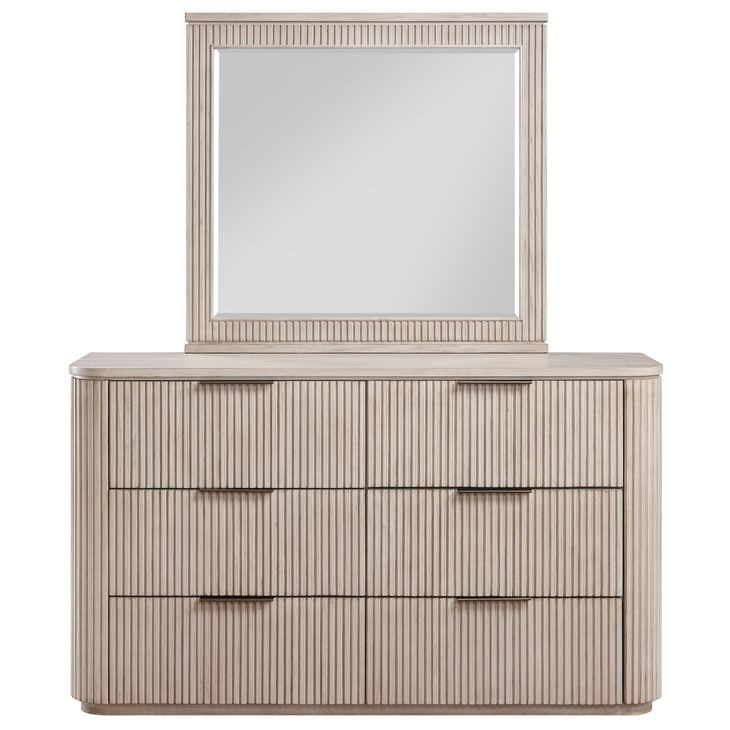 Henry Sand 6 Drawer Dresser and Rectangular Mirror