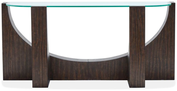 Beckham Rustic Tavern D Shaped Glass Top Sofa Table