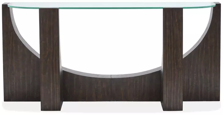 Beckham Rustic Tavern D Shaped Glass Top Sofa Table
