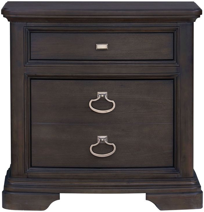 B00566 Brown 2 Drawer Nightstand with USB Charging and LED