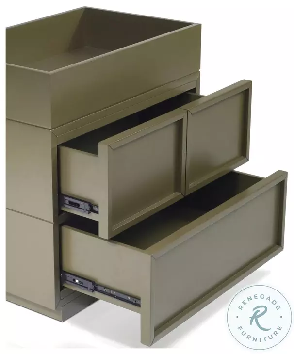 Luca Olive Green 2 Drawer Nightstand