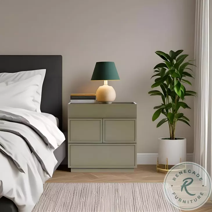 Luca Olive Green 2 Drawer Nightstand