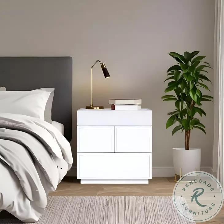 Luca White 2 Drawer Nightstand