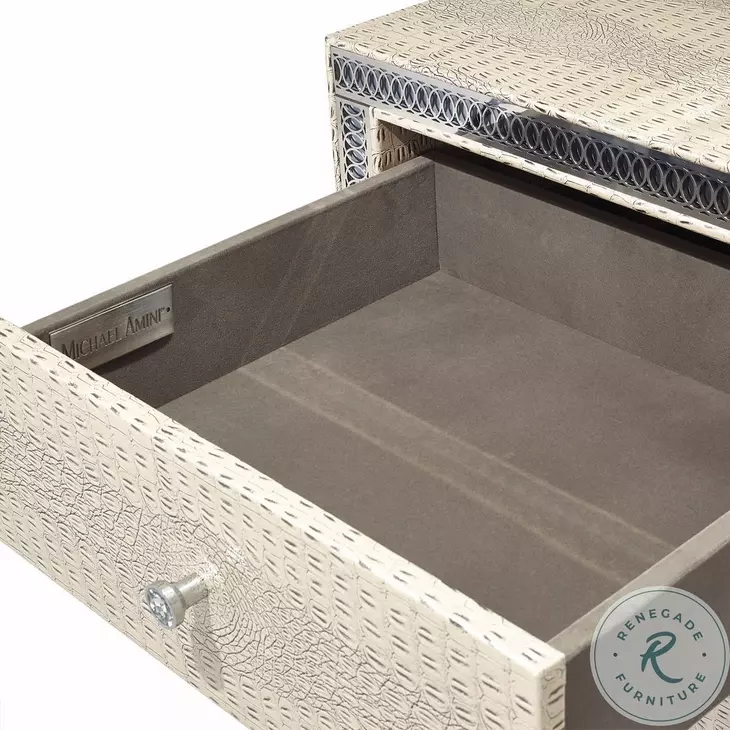 Hollywood Swank Crystal Croc Upholstered Dresser From