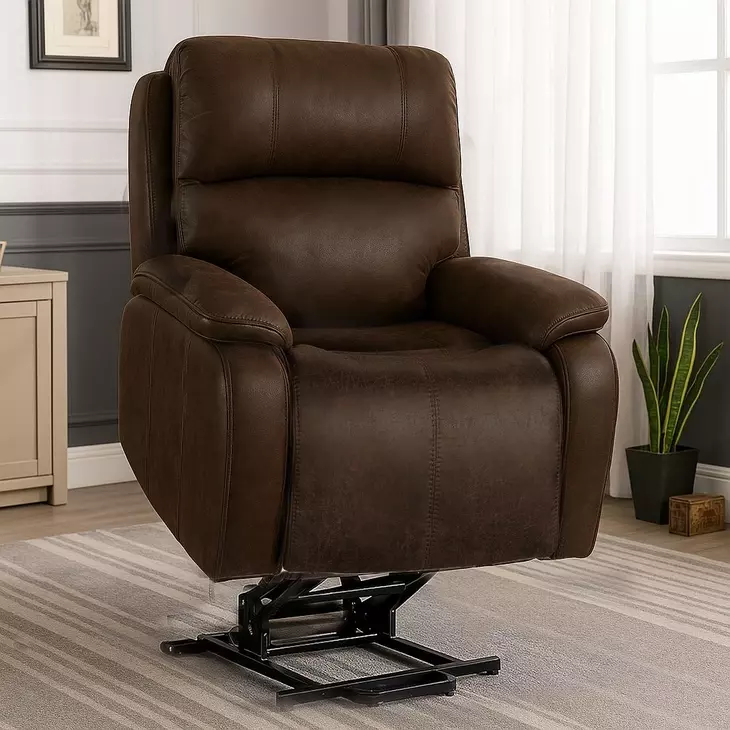 Brookings Brown Power Lift Recliner with Heat and Massage