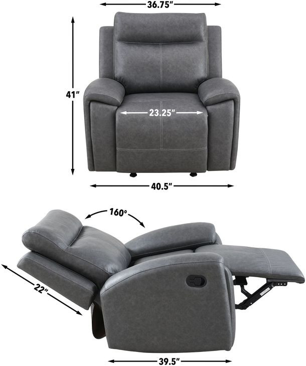 Gaston Gray Manual Reclining Living Room Set