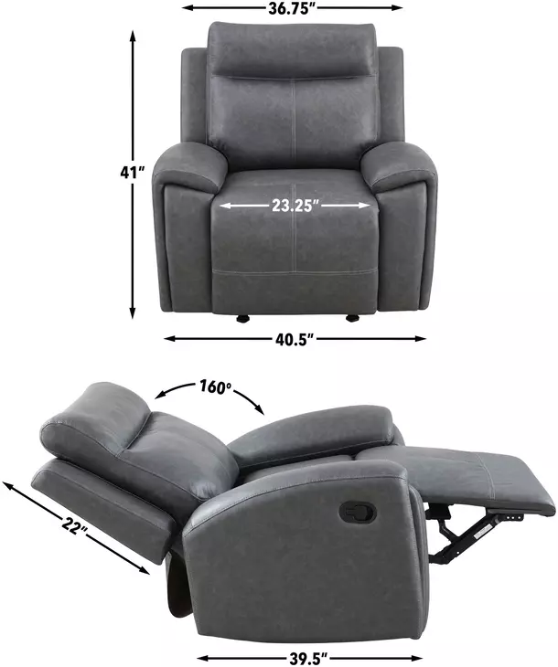 Gaston Gray Manual Reclining Living Room Set