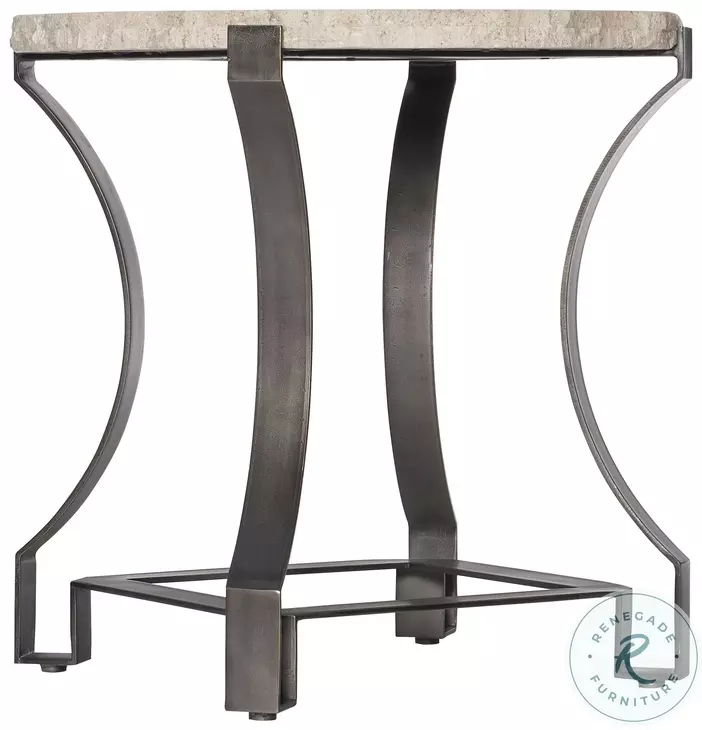 Sayers White Travertine And Bronze Side Table