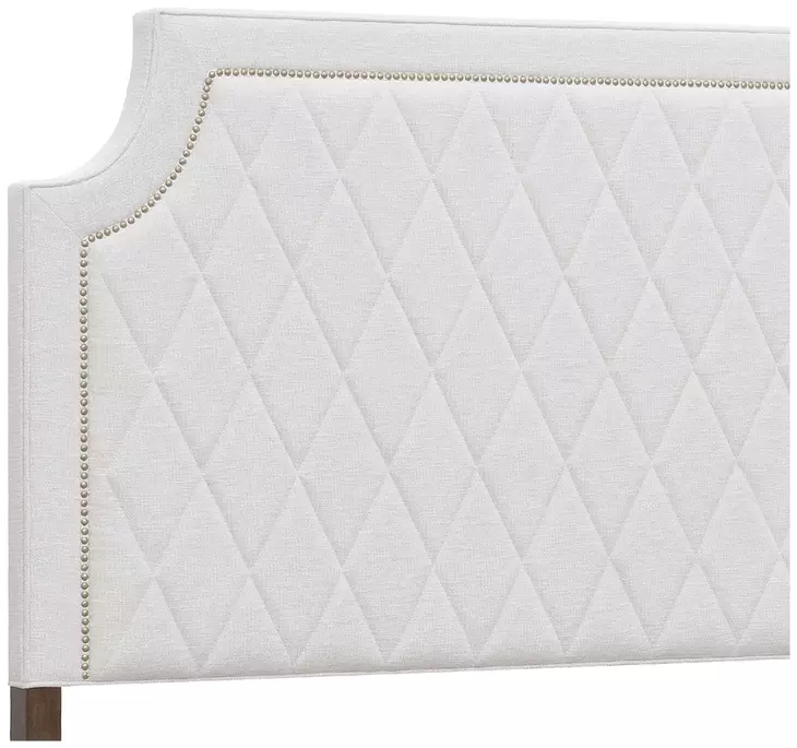 Oakridge Medley Piano Brown Upholstered California King Panel Bed with Nailhead Trim