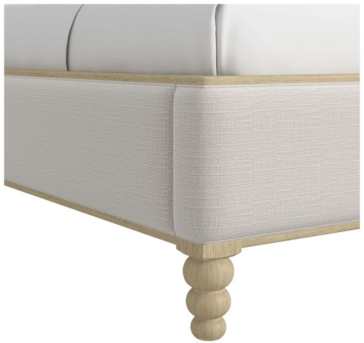 Haven Sundrenched Oak and Ivory King Upholstered Panel Bed