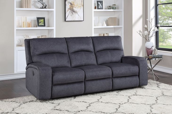 Lovell Gray 87" Power Reclining Sofa with USB Charging