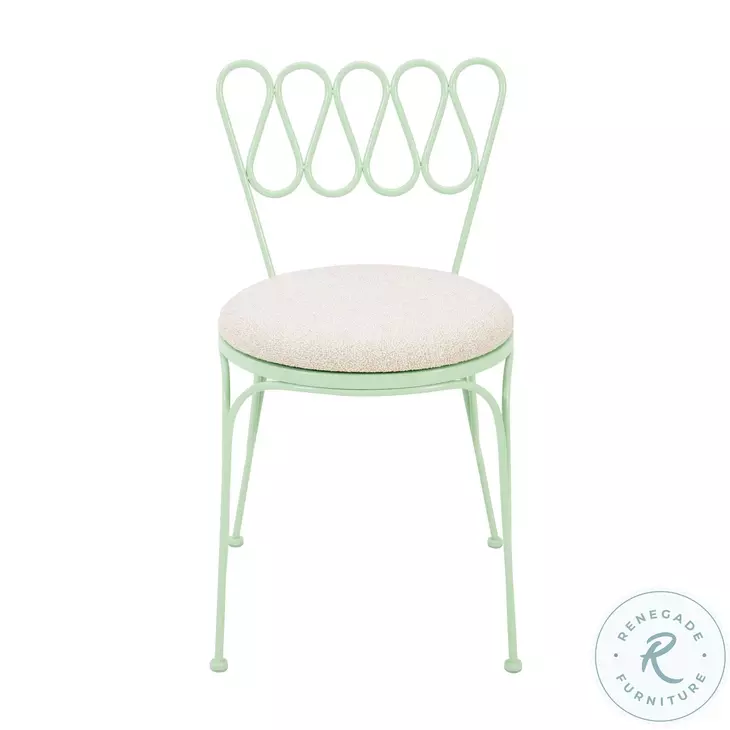 Erica Mint Green Wrought Iron Outdoor Cafe Table Set