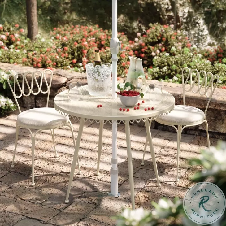 Erica Cream Wrought Iron Outdoor Cafe Table Set