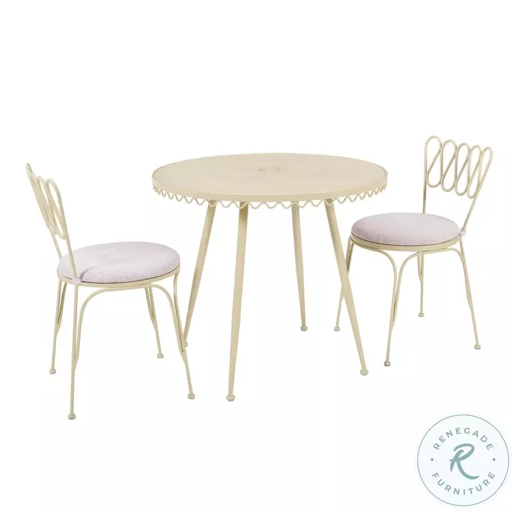 Erica Cream Wrought Iron Outdoor Cafe Table Set