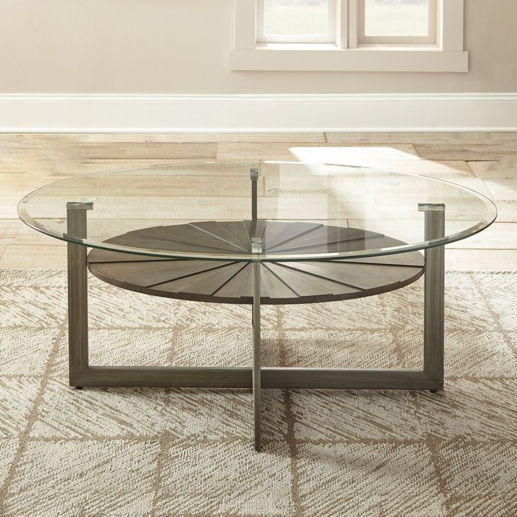 Olson Gray Round 3 Piece Set - 1 Cocktail Table and 2 End Table