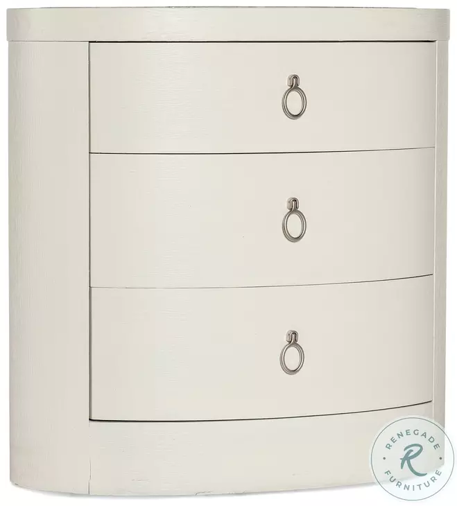 Oceana Textured Sandblasted White Oval Nightstand