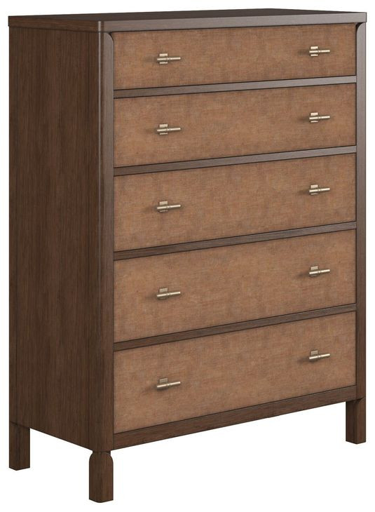 Verge Handcrafted Walnut 5 Drawer Chest