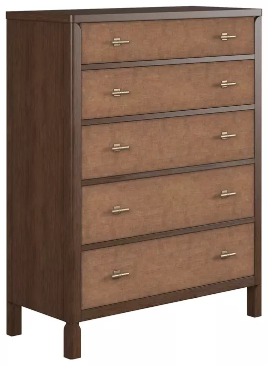 Verge Handcrafted Walnut 5 Drawer Chest