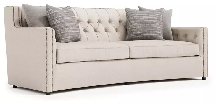 Candace Beige 96" Sofa with Nailhead Trim