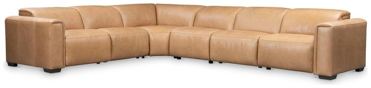 Billings Brown 6 Piece Leather Power Motion Sectional