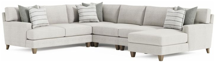 Mila Beige 5 Piece Modular Sectional with RAF Chaise and Pillows