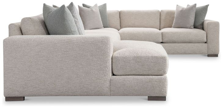 Drew Cream Modular Sectional with Chaise and Pillows