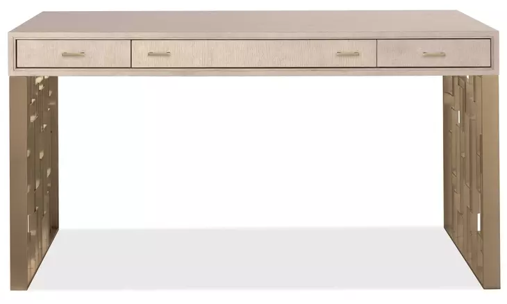 Marlowe Polished Limestone and Gold 56" Writing Desk