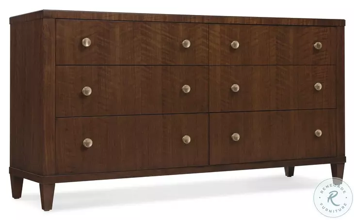 Auburn Grove Classic Walnut 6 Drawer Dresser
