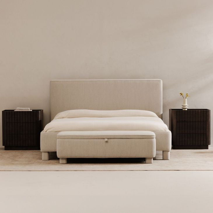 Ichigo Light Gray Upholstered Storage Bed Bench