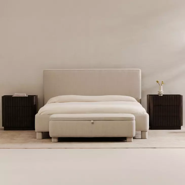 Ichigo Light Gray Upholstered Storage Bed Bench