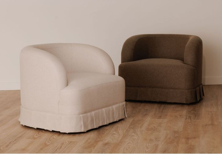 Maren Beige Upholstered Swivel Accent Chair