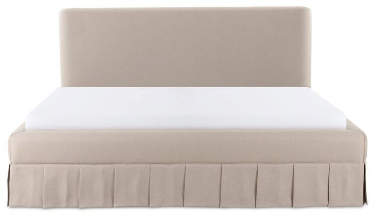 Maren Beige Queen Upholstered Platform Bed
