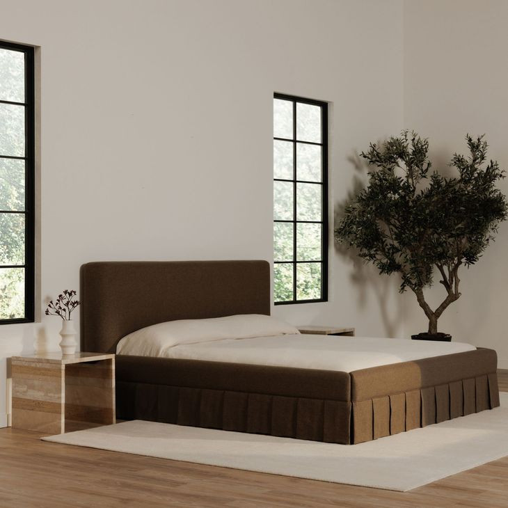 Maren Brown King Upholstered Platform Bed